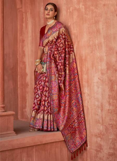 Maroon Colour MANJULA AARADHYA 3 Heavy Wedding Wear Designer Silk Saree Collection 3275-D